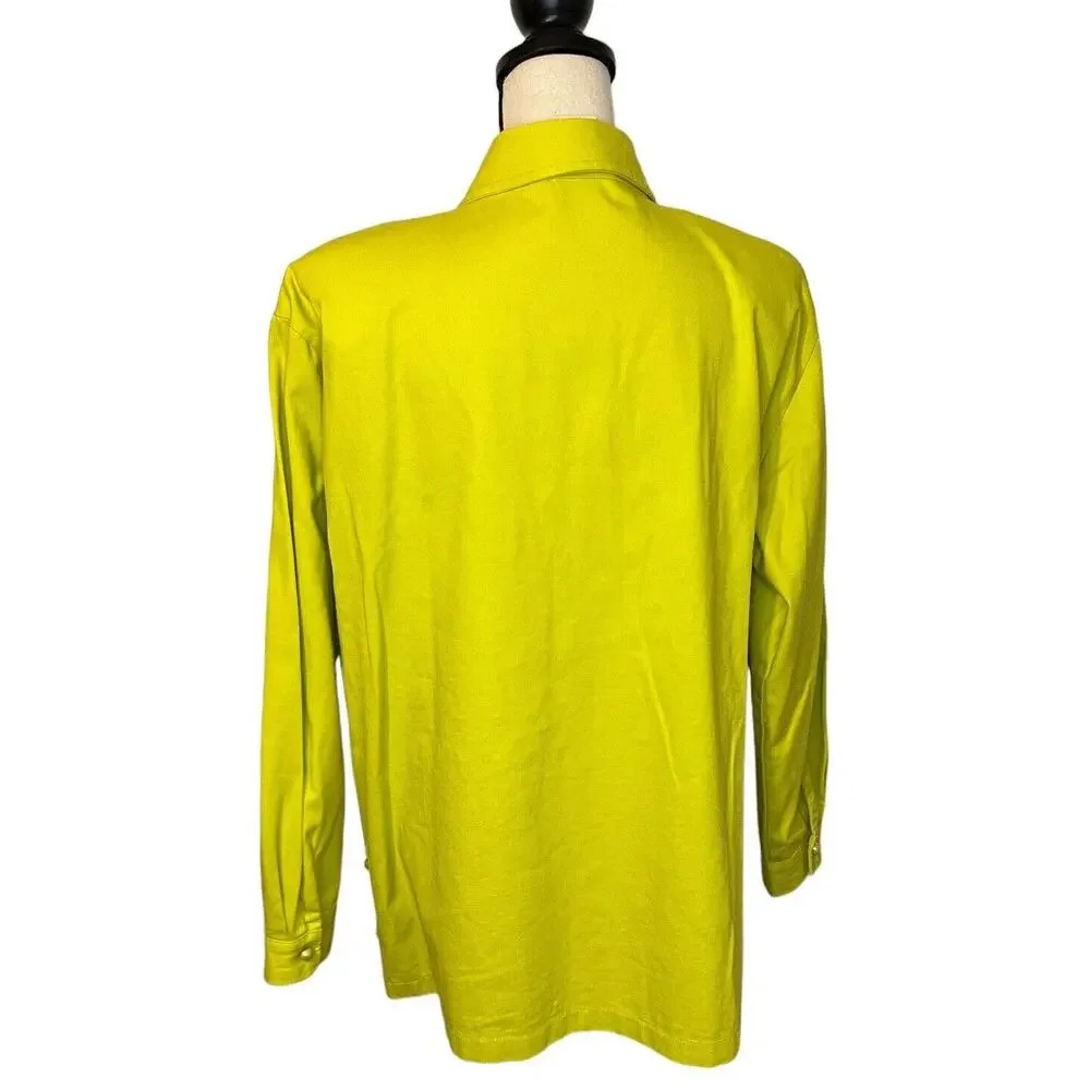 Vintage Saint Germain Paris XL Chartreuse Embellished Button Shirt Maximalist
